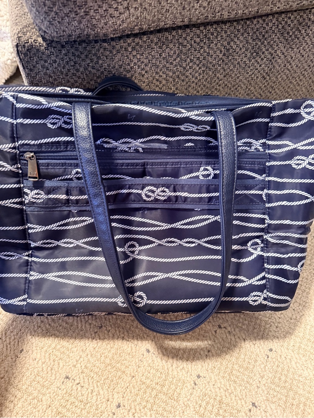 lug Navy Rope-Print Quilted Tote with Front Pocket - Picture 4 of 4